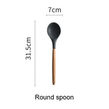 Load image into Gallery viewer, Silicone Kitchen Tools Cooking Sets Soup Spoon Spatula Non-stick Shovel with Wooden Handle Special Heat-resistant Design