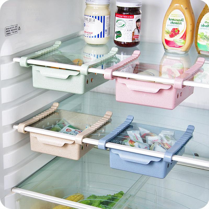 ABS Side Storage Rack Organizer Adjustable Refrigerator Shelf