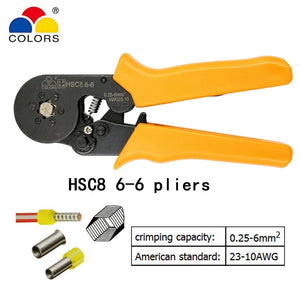 Tubular terminal crimping tools mini electrical pliers HSC8 10SA 0.25-10mm2 23-7AWG 6-4A/6-6A 0.25-6mm2 high precision clamp set