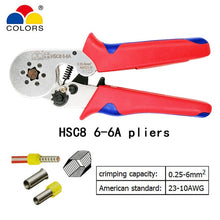 Load image into Gallery viewer, Tubular terminal crimping tools mini electrical pliers HSC8 10SA 0.25-10mm2 23-7AWG 6-4A/6-6A 0.25-6mm2 high precision clamp set